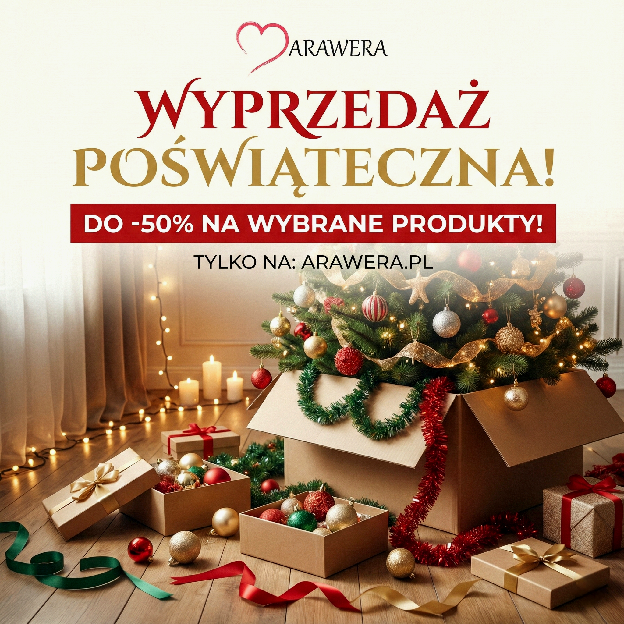 Wyprzedaż poświąteczna świec sojowych do - 50% na wybrane produkty arawera.pl